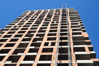 Kentsel inşaat. İnşaat şantiye. Bina inşaat sitesi görüntü.