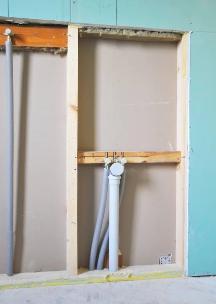 Reparatie Installatie Van Sanitair Kranen Leidingen Buizen Riolering Water Badkamer — Stockfoto