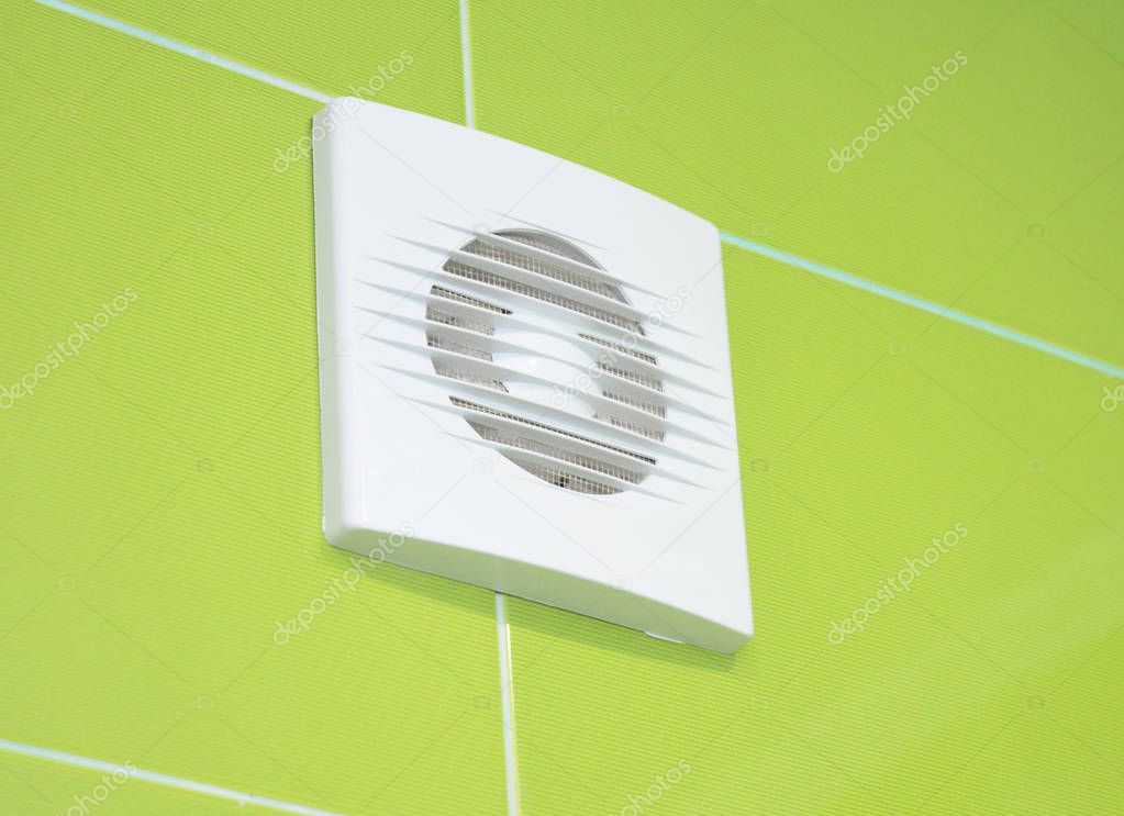 Close up on Bath vent fan. Bathroom ventilation system.