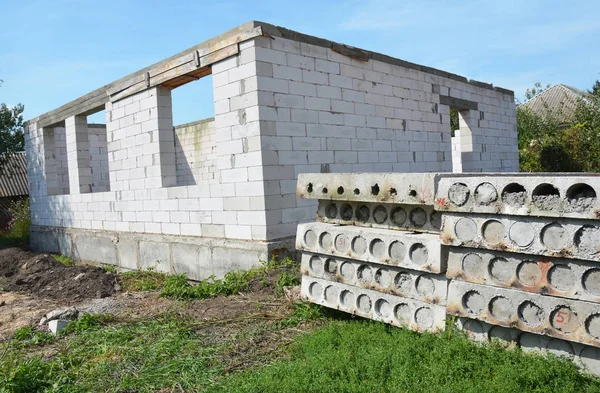 Bygga Nytt Hus Från Autoklav Kolsyrat Betongblock — Stockfoto