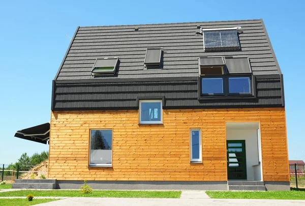 Maison Moderne Avec Économie Énergie Efficacité Énergétique Eco Maison Éco — Photo