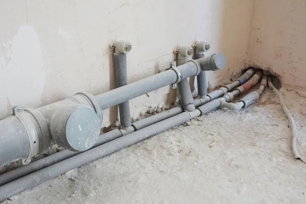 Substituição Reparação Encanamento Linhas Água Pex Instalar Para Banheiro Pias — Fotografia de Stock