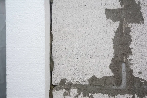 発泡ボードと壁の絶縁材 硬質発泡断熱材 — ストック写真