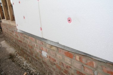 Ev duvar yenileme dış sert Strafor Pano yalıtımı ile enerji tasarrufu için açık.