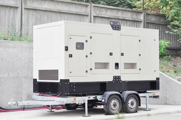Backup Generator on the trailer. Mobile Backup Generator .Standby Generator - Outdoors Power Equipment — Stock Photo, Image