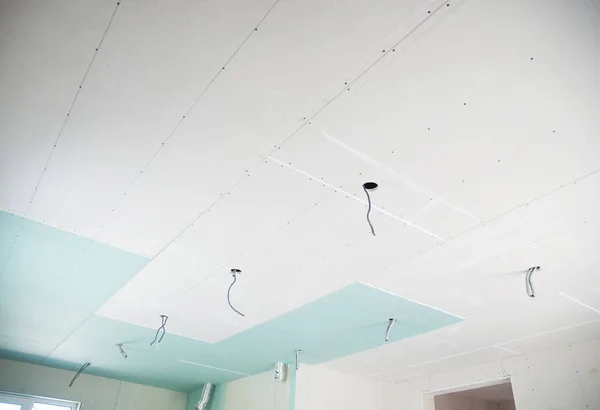 Drywall Ceiling Instalasi Langit Langit Drywall Dengan Lubang Kawat — Stok Foto