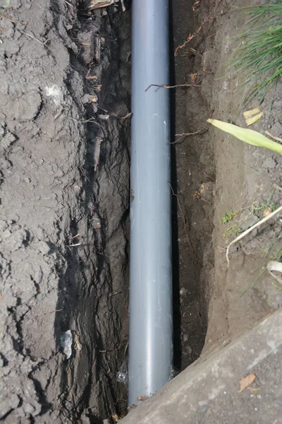 House Septic Pipe Ground Trench — Stock Photo, Image