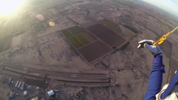 parachutiste parachutiste au-dessus des sables de l'arizona. Horizon. Adrénaline. Professionnel 