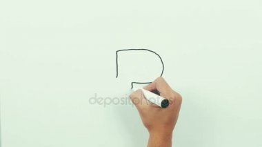 Bir Rublesi işaret çizim. Beyaz tahta üzerinde siyah kalemi