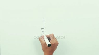 Bir Rublesi işaret çizim. Beyaz tahta üzerinde siyah kalemi