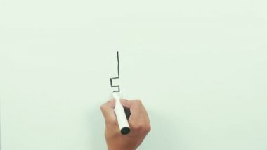 Bir Rublesi işaret çizim. Beyaz tahta üzerinde siyah kalemi