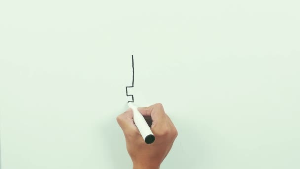 Bir Rublesi işaret çizim. Beyaz tahta üzerinde siyah kalemi — Stok video