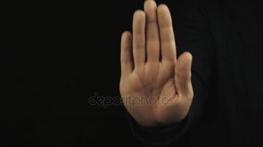 Erkek uzun kol ceket çekme elinde açmak kadar durdurma jest yapma palm