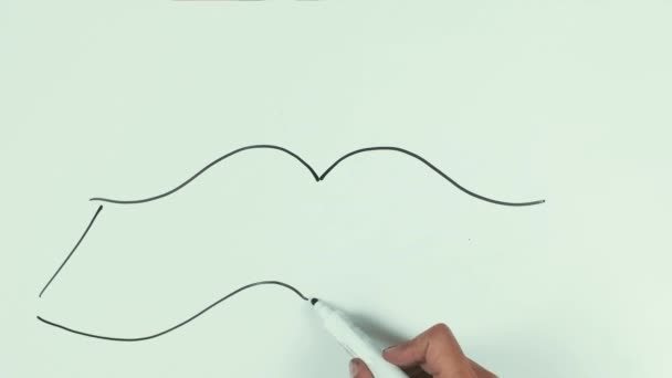 Mann Hand Geschwindigkeit Buch mit schwarzem Filzstift auf Whiteboard aufschlagen und wischen — Stockvideo