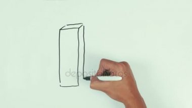 Adam hız beyaz tahta üzerinde siyah sharpie kalemle boyutlu para birimi grafik çizmek