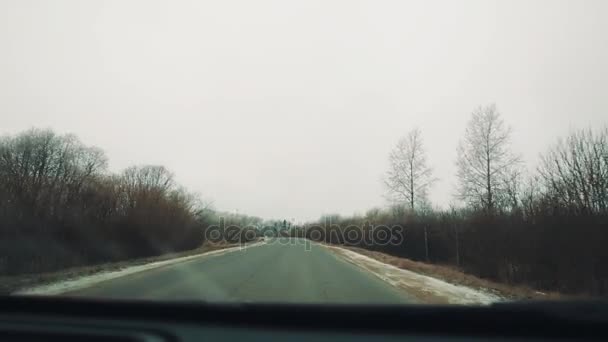 Http://GTA.net.pl/images/Download/8518aed665d9ce2b7e1bf5150dc453d2.jpg görünümü, asfalt ülke road yalak orman üzerinde sürme araba — Stok video