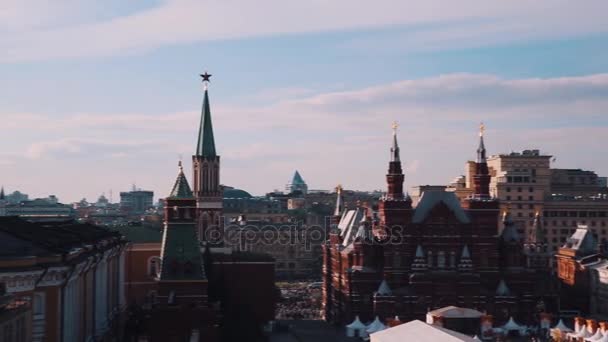 Kreml Rudé náměstí budovy malebné panoramatický pohled na Moskvu — Stock video
