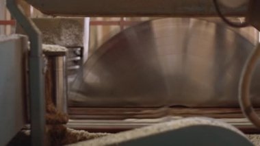 Endüstriyel iplik kurullarında kereste kereste fabrikası makine kesme gördüm