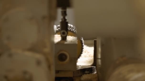 Innenseite der Holzplankenveredelungsmaschine im Sägewerk — Stockvideo