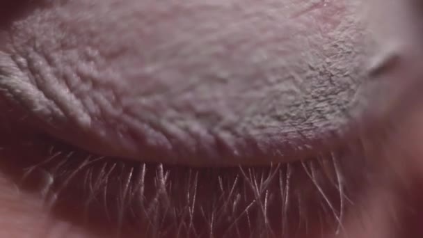 Žena použití nadace kosmetika krém na oční víčka s malým štětcem — Stock video