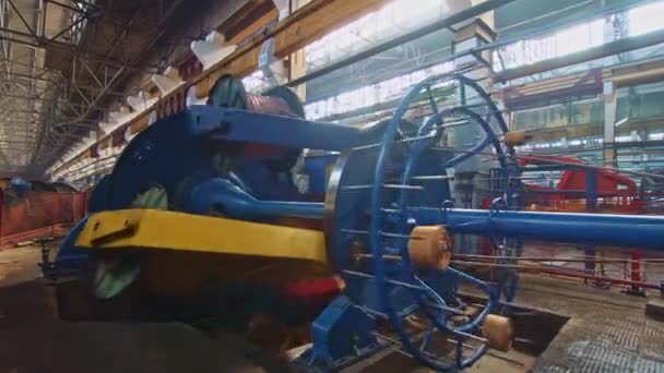 Usine Câbles Métal Optique Cuivre Fils Alimentation Sont Enroulés Sur — Video