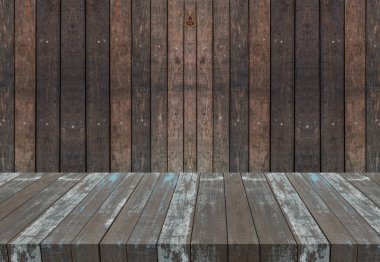 Eski ahşap Oda arka plan kopya alanı için. Ürün görüntüleme şablonu
