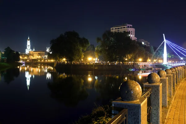 Quay night city Kharkov. Ukraine — Stock Photo, Image