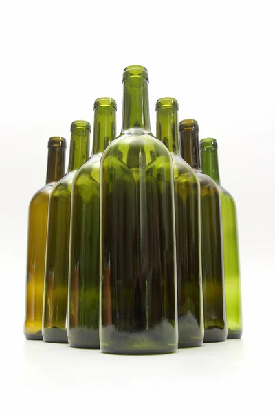 Empty bottles of wine on white background — Stock Photo, Image