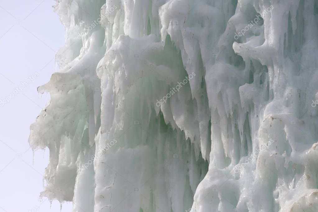 frozen blocks of ice icicles stalactites