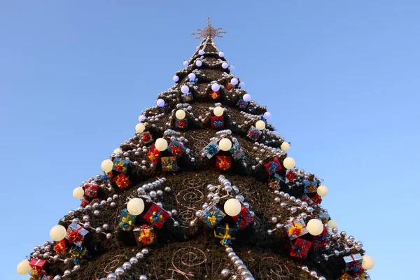 Μέρος του μεγάλο υπαίθριο χριστουγεννιάτικο δέντρο — Φωτογραφία Αρχείου