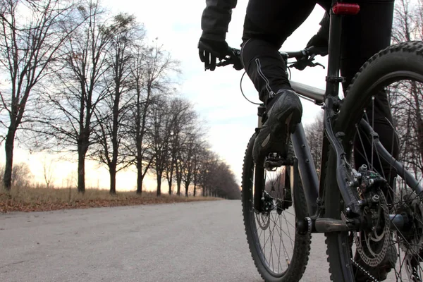 Ciclista montando en una carretera pavimentada — Foto de Stock