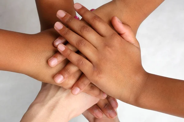 Hand people stacked on top of each other — Stock Photo, Image