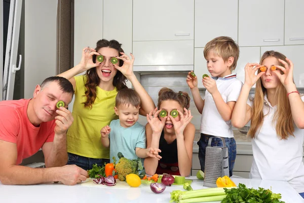 Family Children Having Fun Cooking — Stock Photo, Image