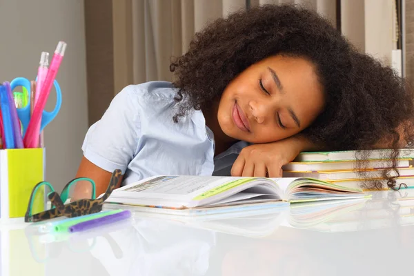 Schoolgirl Rests Books School — Stock Photo, Image