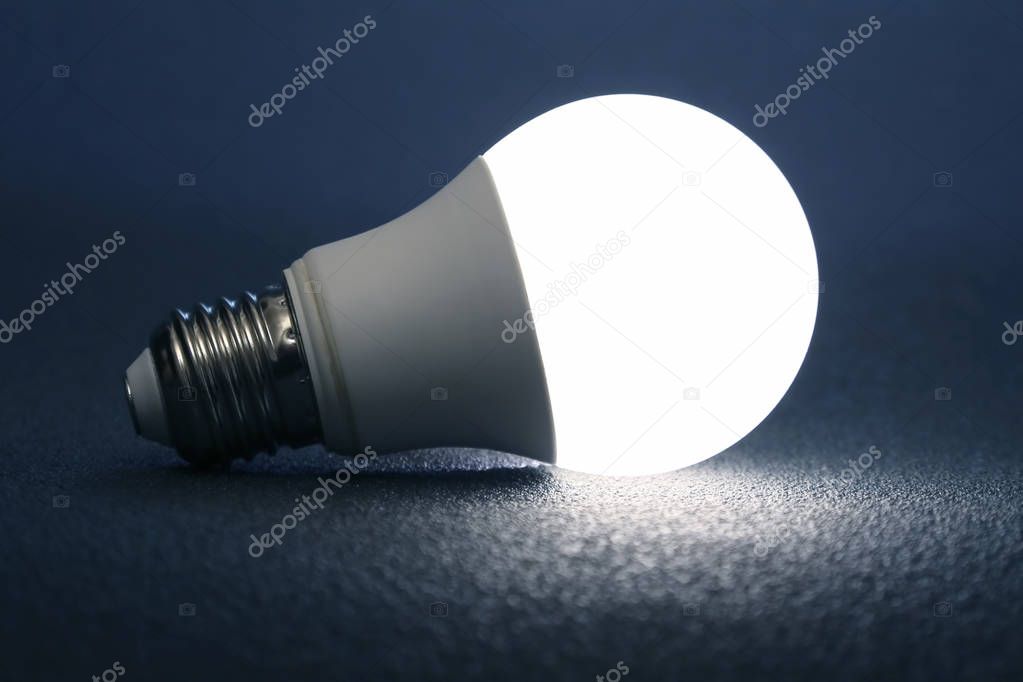 modern led lamp is turned on a dark background