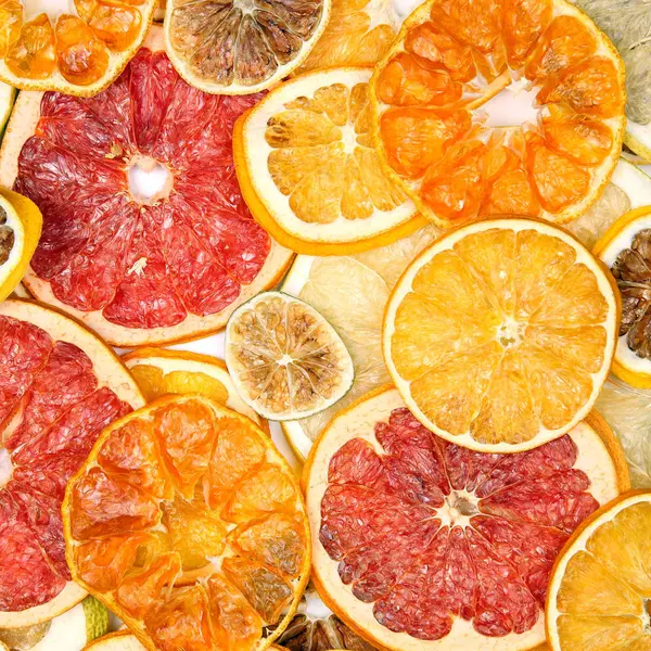 Dried slices of various citrus fruits — Stock Photo, Image