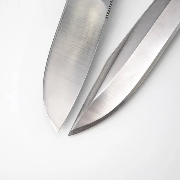Different options for the shape of knife blades on a white backg — Stockfoto