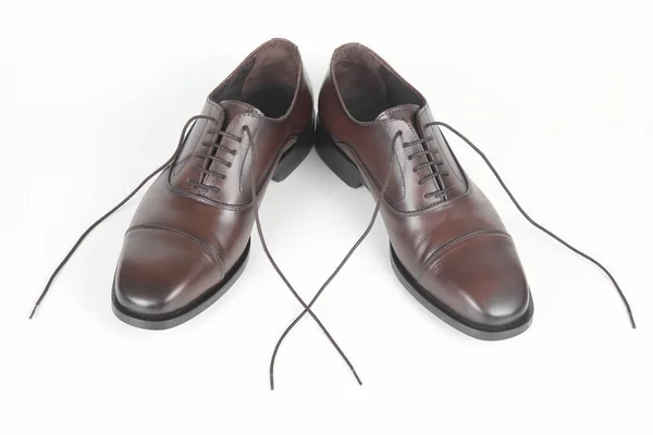 Classic men's brown shoes on white background — Stock Photo, Image