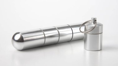 sealed aluminum containers for small items and medical pills on 