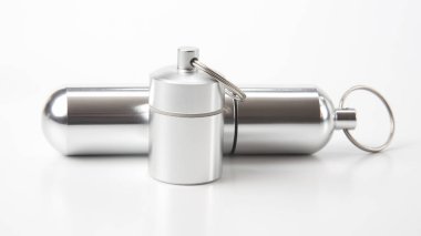 sealed aluminum containers for small items and medical pills on 
