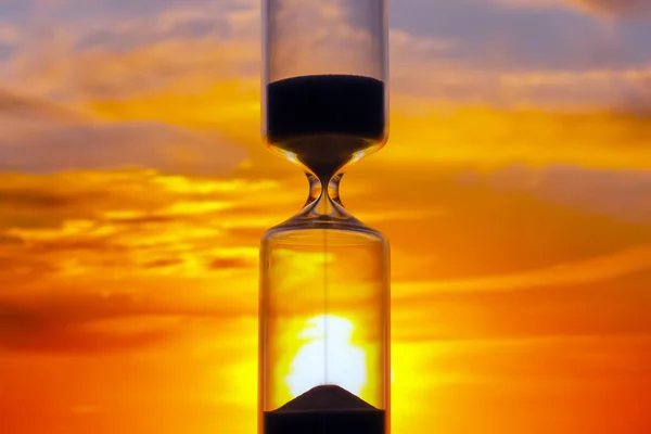 Hourglass Background Sunset Value Time Life Eternity — Stock Photo, Image