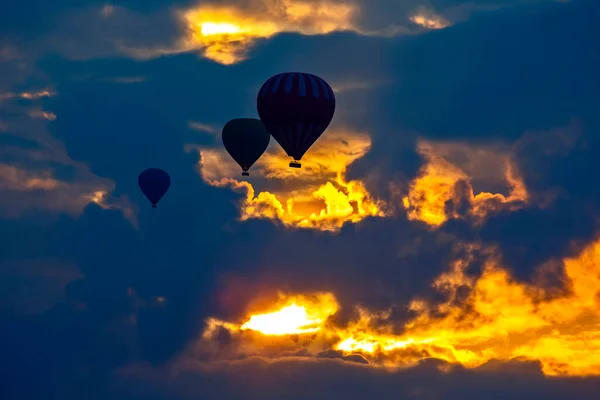 Many Passenger Balloons Fly Background Dawn Clouds — Stock Photo, Image