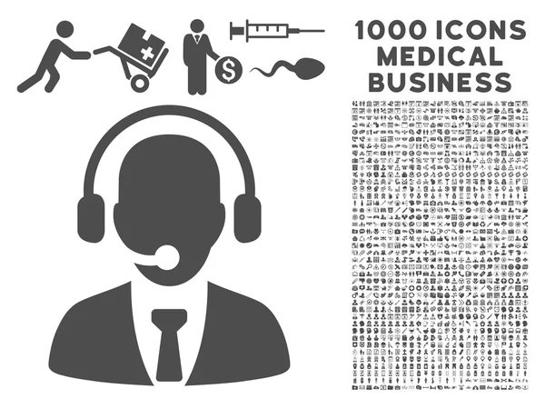 Icono del centro de llamadas con 1000 símbolos de negocios médicos — Foto de Stock