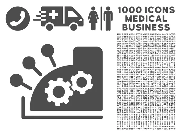 Kassaregister-ikonen med 1000 medicinsk Business symboler — Stockfoto