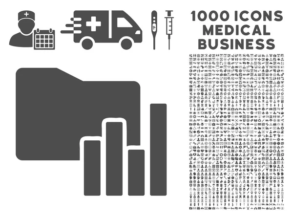 Diagram mappikon med 1000 medicinsk Business piktogram — Stockfoto