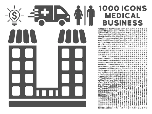 Company Icon with 1000 Medical Business Pictograms