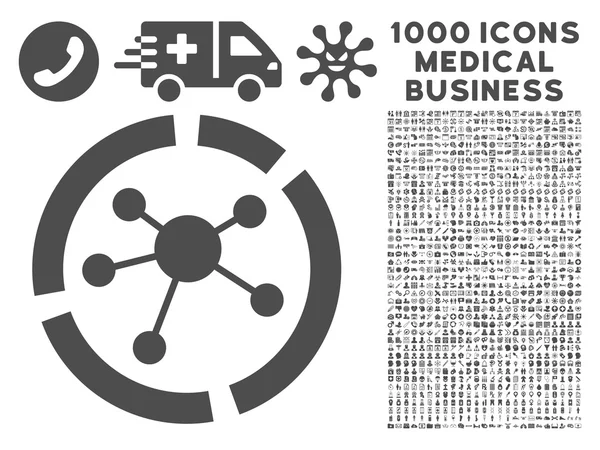 Bağlantıları diyagram simgesi 1000 ile tıbbi iş sembollerin — Stok fotoğraf
