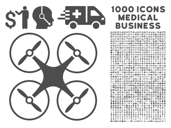 Copter Icon with 1000 Medical Business Symbols — Stock Photo, Image