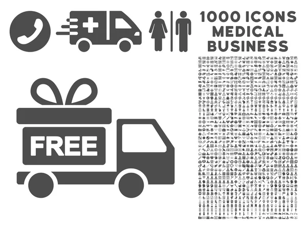 Gift Delivery Icon with 1000 Medical Business Symbols