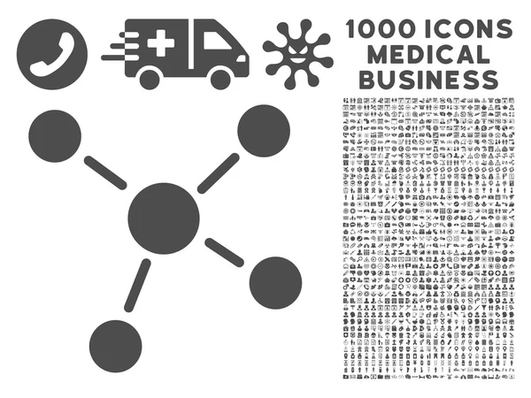 Links Ícone com 1000 símbolos de negócios médicos — Fotografia de Stock